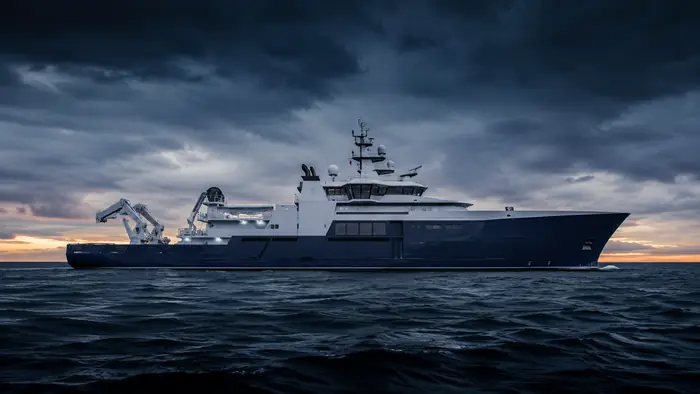 Research vessel at sea