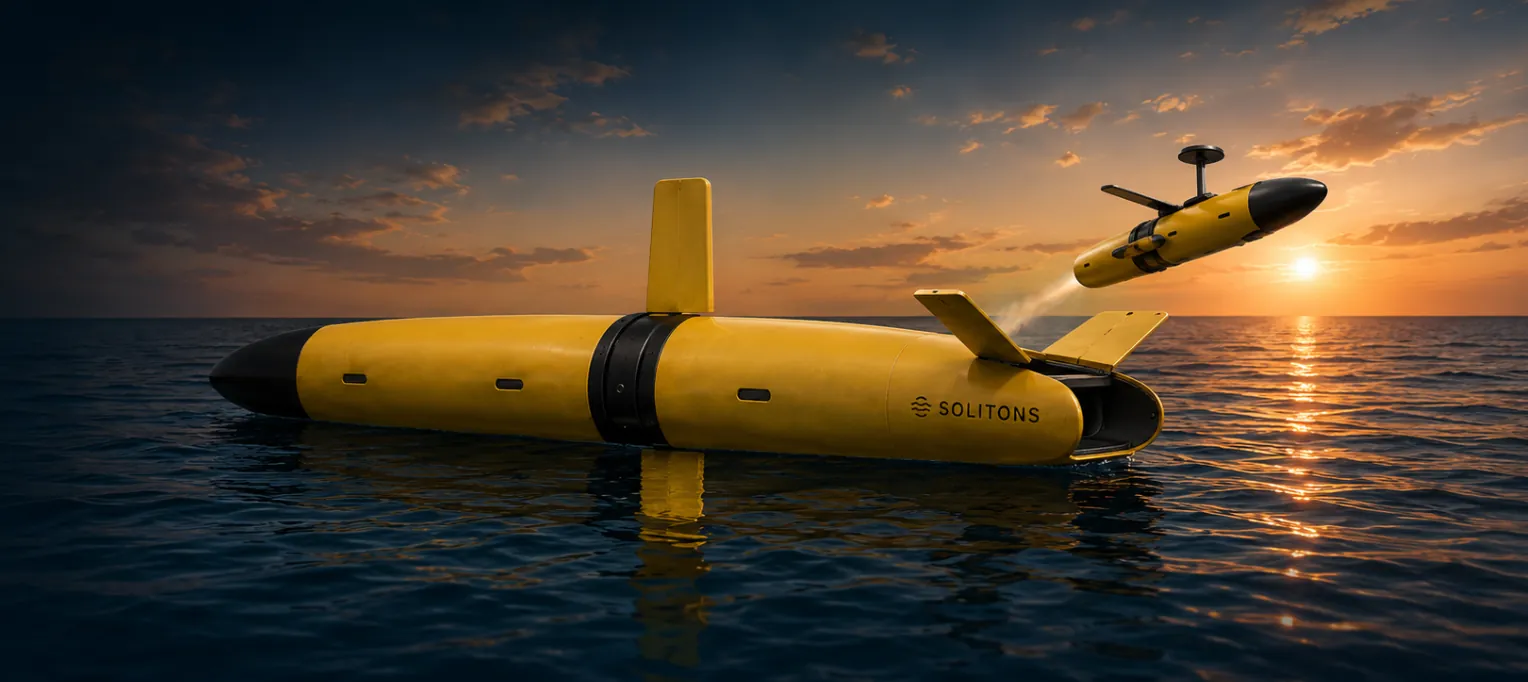 A Solitons vehicle deploying an aerial drone from its rear compartment