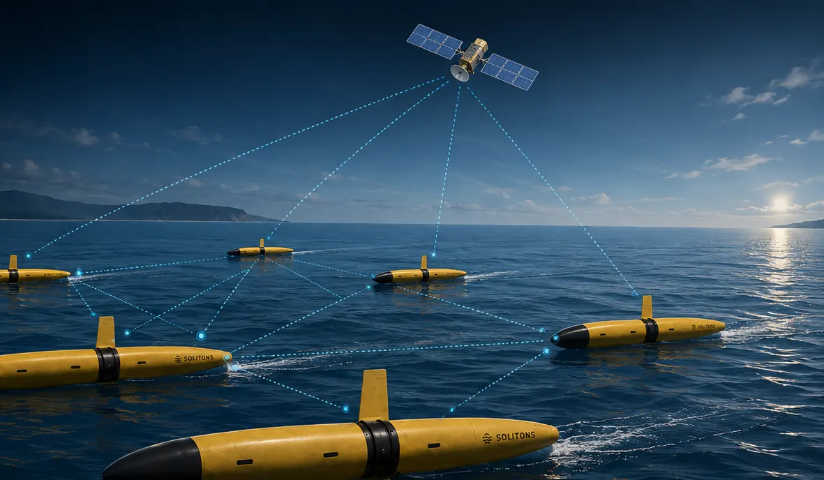 A coordinated fleet of Solitons vehicles on open ocean